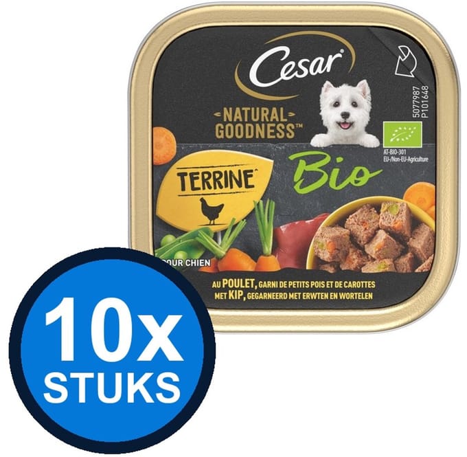 10x Cesar - Natural Goodness Paté Kip Bio - Hondenvoer Natvoer - 100g