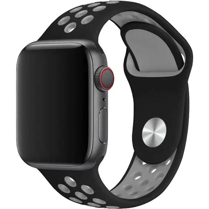 2+2 | Apple Watch Bandje Stryde - Dubbel - Siliconen - Zwart Grijs