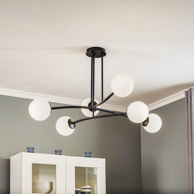 EMIBIG LIGHTING Plafondlamp Major, zwart, 6-lamps