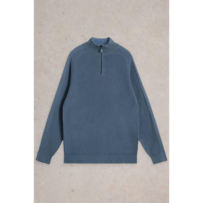 White Stuff Pentire Cotton Funnel Dusty Blue Taglia: M | Maglioni a maglia Outlet | Uomo | Blu