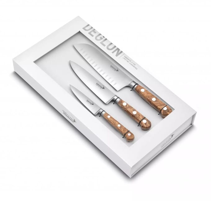 Déglon SABATIER DEG® OLIVIER – 3-delige Set – Olijfhout & Gesmeed