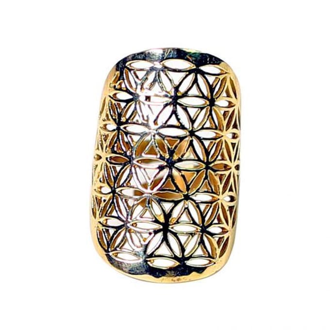 Ring - bloem des levens - messing - goudkleurig - Messing - Goud