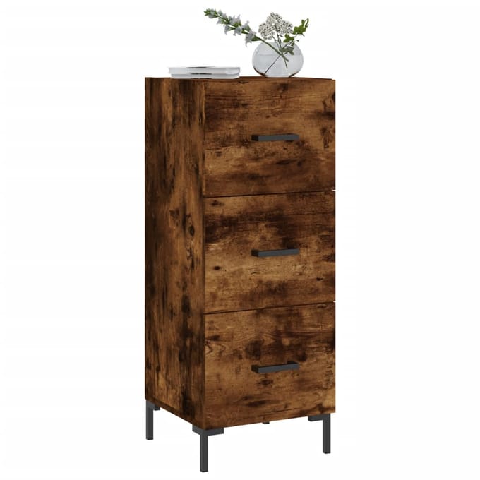 vidaXL - Dressoir - 34,5x34x90 - cm - bewerkt - hout - gerookt - eiken