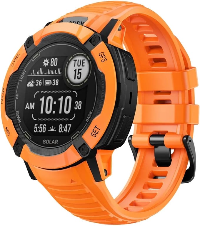 Strap-it Siliconen smartwatch bandje met gespsluiting - geschikt voor de grotere Garmin Instinct 2x (oranje)