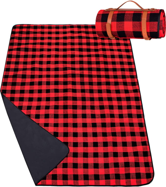 Springos Picknickkleed | Picknickdeken | Buitenkleed | Picknick | 200 x 150 cm | Zwart/Rood