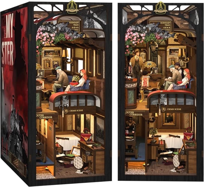 CuteBee Train Mystery Case BN01 – Book Nook – Houten Bouwpakket voor Volwassenen