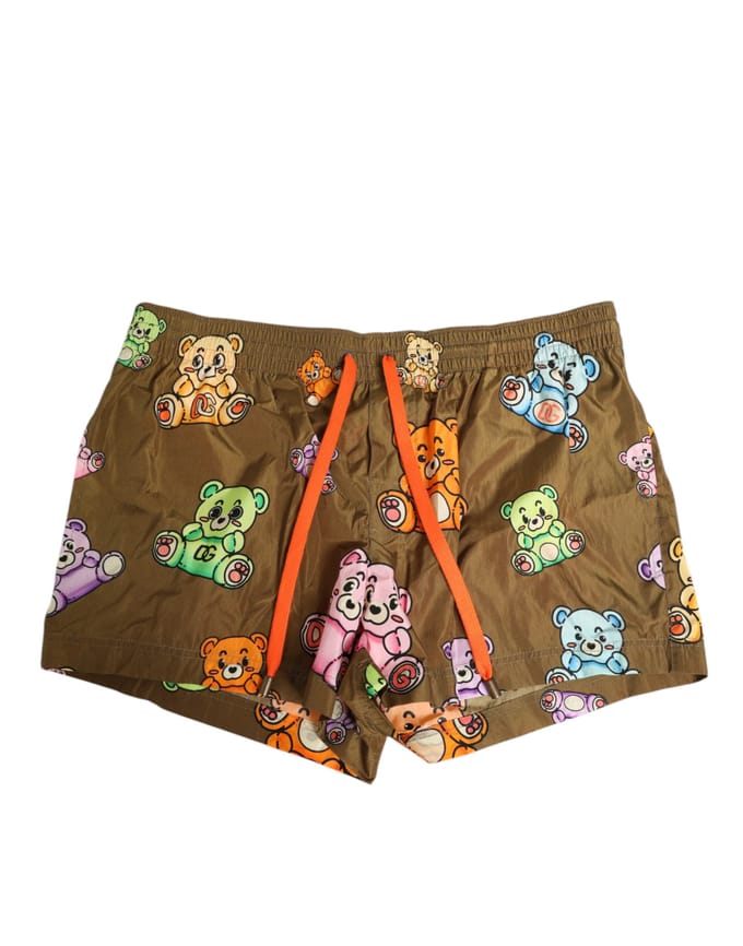 Dolce & Gabbana Bruine Multicolor Teddybeer Heren Shorts Badkleding