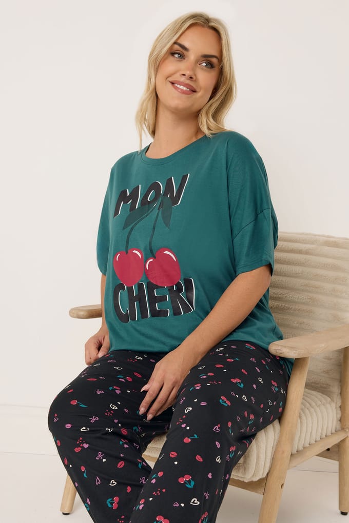 Yours Groene Mon Cheri Pyjamaset Size 50-52