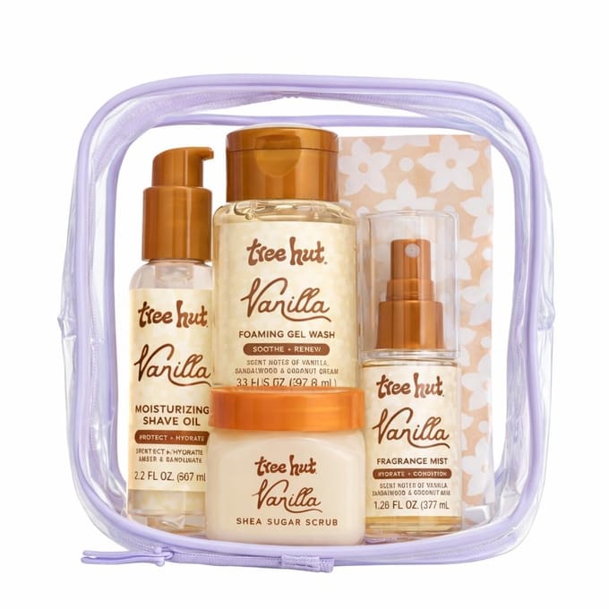 Tree Hut Mini Vanilla Shower Gift Set – Scrub, Gel Wash & Body Butter
