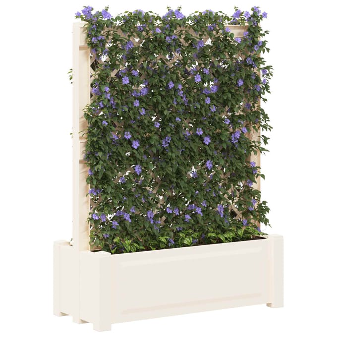vidaXL - Grote - plantenbak - met - trellis - Wit - 99,5 - x - 43 - x - 133,5 - cm - PP