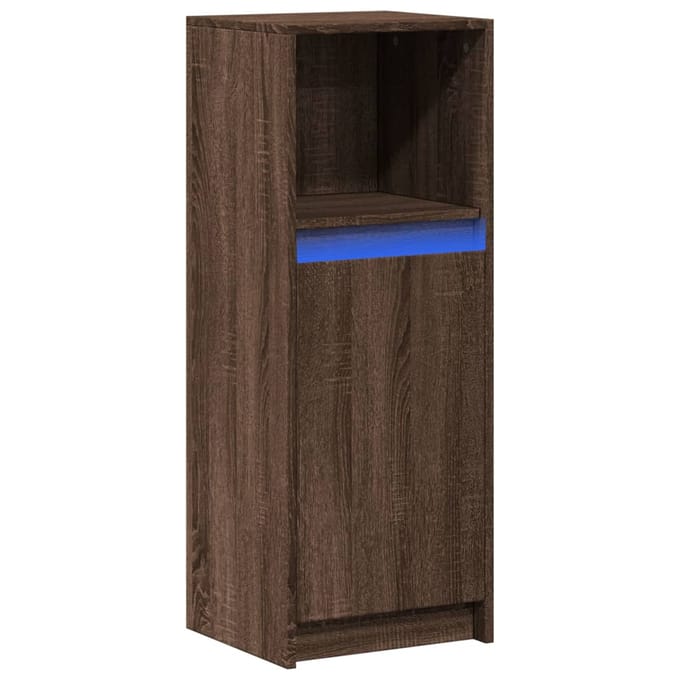 vidaXL - Dressoir - met - LED - 38x34x100 - cm - bewerkt - hout - bruin - eikenkleur