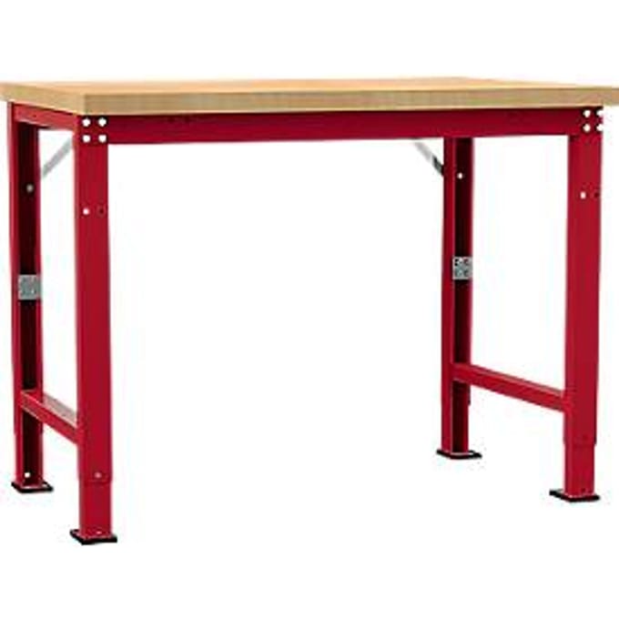 Manuflex werkbank Profi speciaal, tafelblad multiplex, 1250 x 700 mm, robijnrood