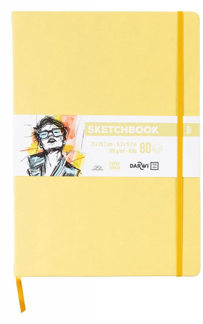 Darwi DFY - Schetsboek - A4 - 140 g - Geel - 80 vellen