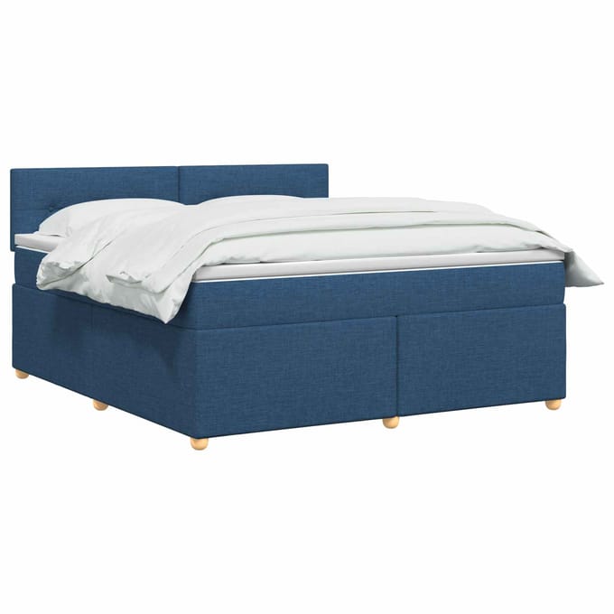 vidaXL - Boxspringbed - met - matras - met - hoofdeinde - Blauw - 140 - x - 190 - cm - Stof