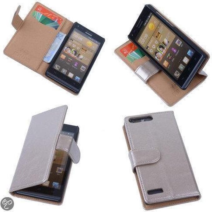 PU Leder Hoesje Huawei Ascend G6 4G Book/Wallet Case/Cover Goud