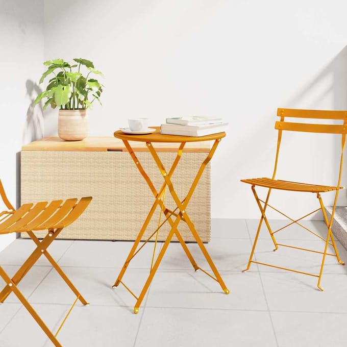 vidaXL - Bistrotafel - Mosterdgeel - Ø - 50 - x - 71 - cm - Poedergecoat - staal