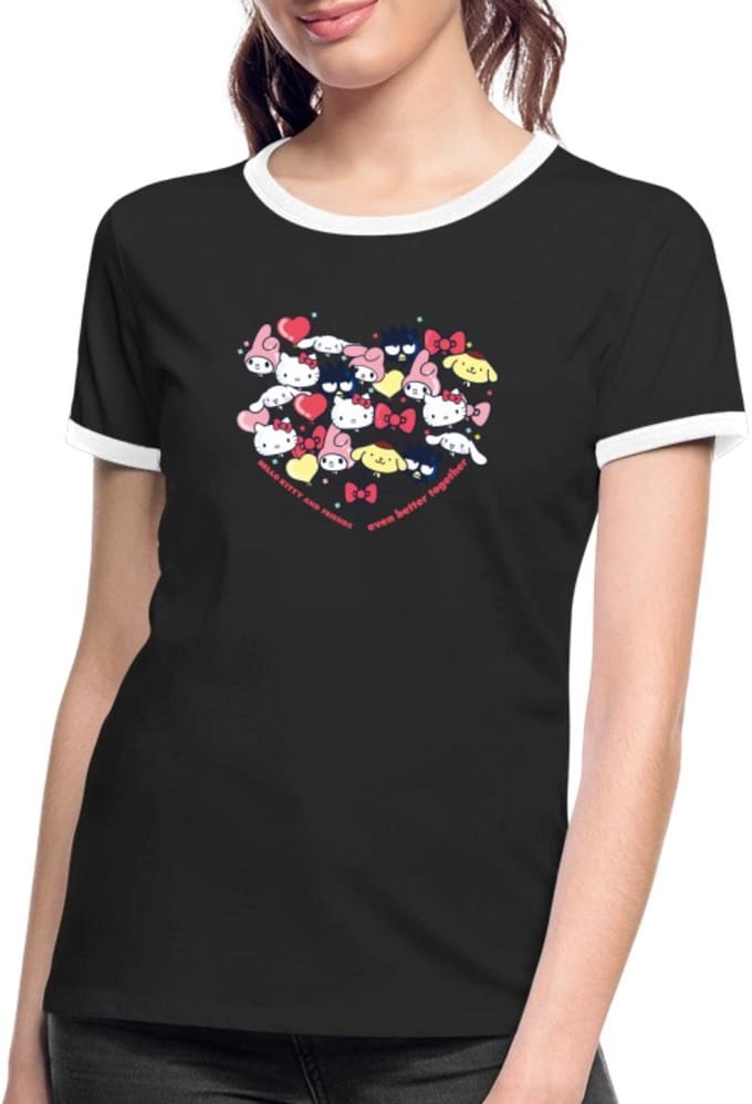 Hello Kitty En Vrienden Ballonnen In Hartvorm Vrouwen Contrast Shirt