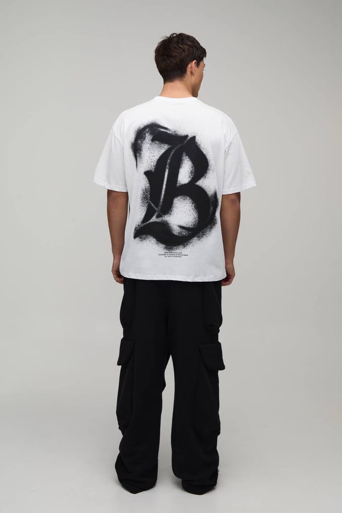 Wit Oversized T-shirt Met Graffiti Print | White | Size Medium