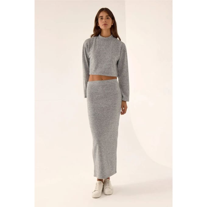 Lage Taille Gebreide Bodycon Maxi Rok