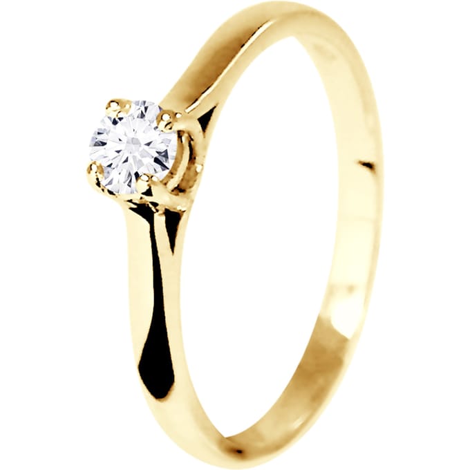 Solitaire Diamond 0,20 Cts 4 Claws Geel Goud 18 Karaat