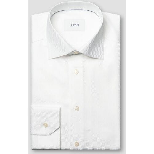 Eton Overhemd Organic Cotton King Twill Natural 3D Effect Texture Wit / male