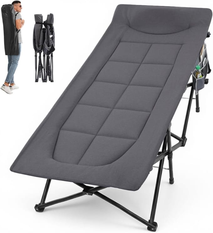 Veldbedden 1 Persoon - Veldbed - Veldbedden 1 Persoon met Matras -Donkergrijs