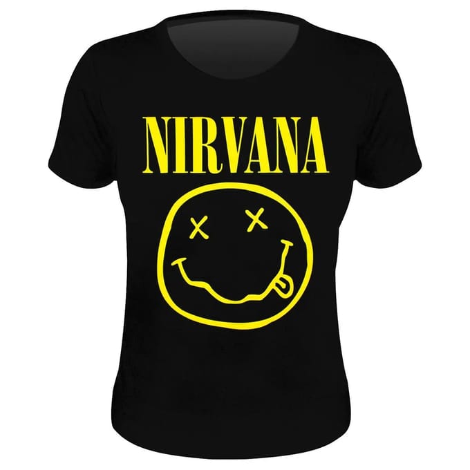 Nirvana - Yellow Happy Face Dames T-shirt - XL - Zwart