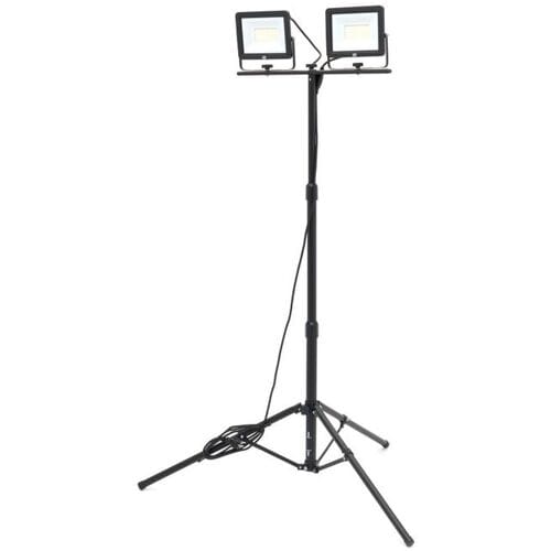 HBM dubbele LED bouwlamp met statief 50W 4700 lm 5000K IP65 aluminium zwart