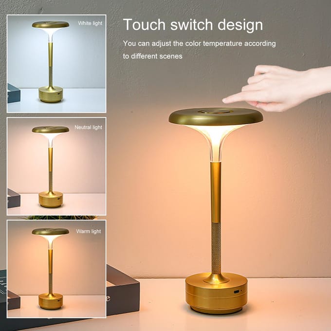 Oplaadbare LED Tafellamp Touchbediening Traploos Dimbare Nachtkastlamp Draagbare Bureaulamp voor zwart