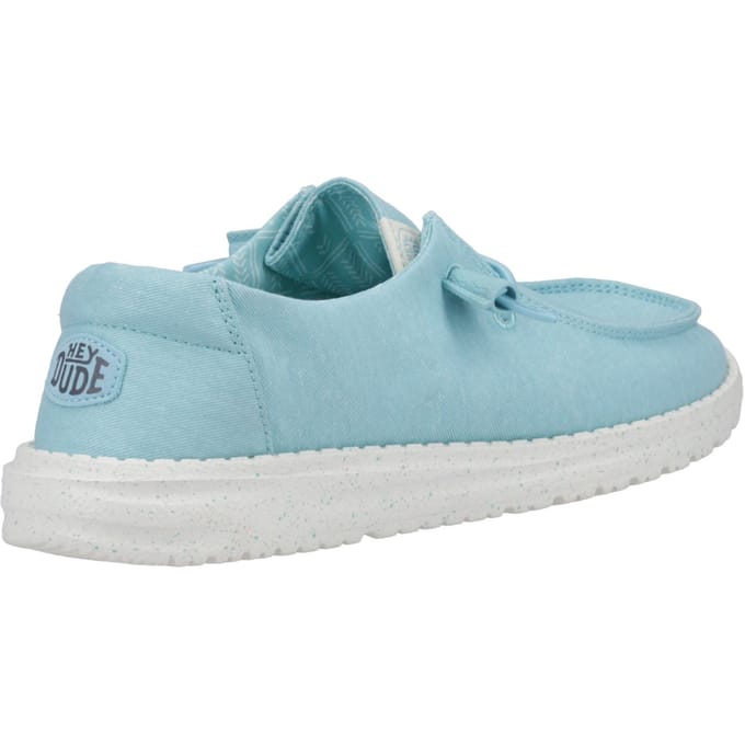 HEYDUDE Wendy Canvas 100% Katoenen Turquoise Instappers Voor Dames