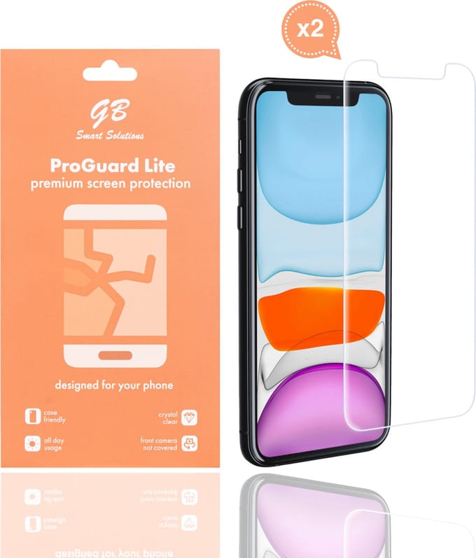 GB ProGuard Lite screenprotector - geschikt voor iPhone Xr - 11 - 2 stuks - Ultradun Gehard Glas