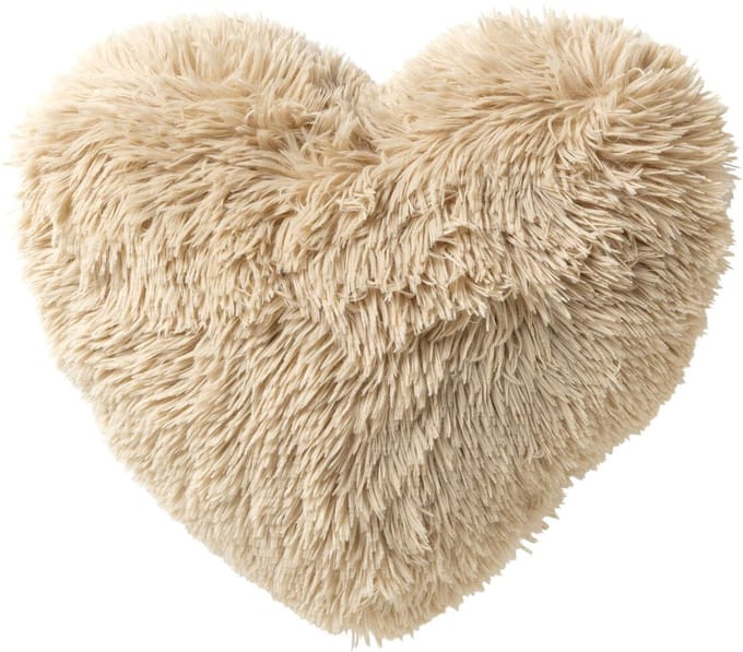 HART-XL - sierkussen 55x60 cm - hartvormig kussen - fluffy - Bleached Sand - beige