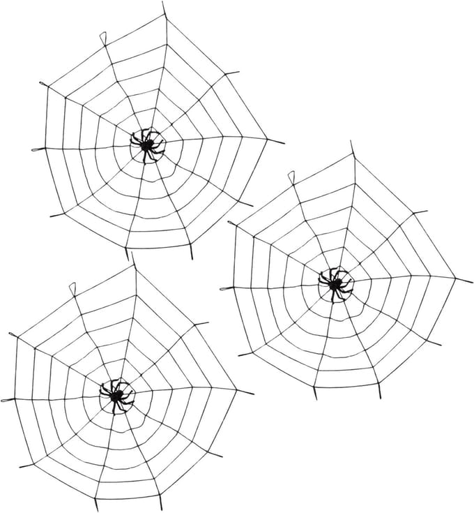 Boland Spinnenweb - 3x - D150 cm - elastiek/kunststof - halloween - versiering/decoratie