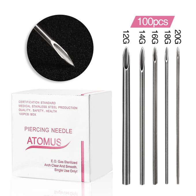 100 stuks wegwerp piercingnaald roestvrij staal steriele piercingnaalden tat ook accessoires white