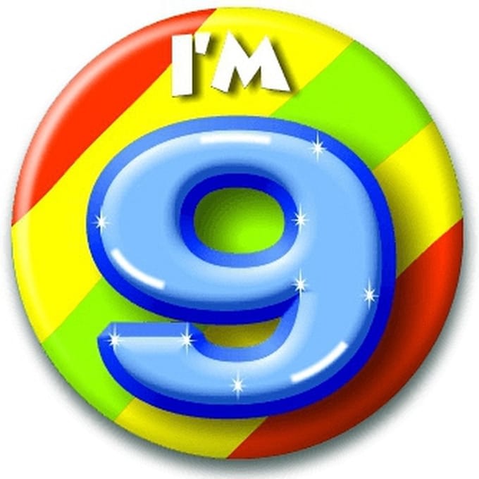 Paper Dreams Button 9 jaar - 55mm
