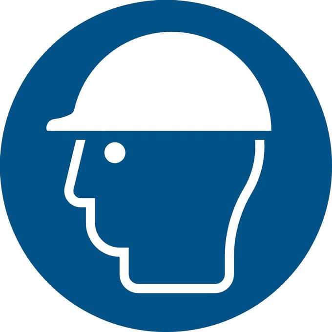 Pictogram bordje Veiligheidshelm verplicht | Ø 100 mm - verpakt per 2 stuks