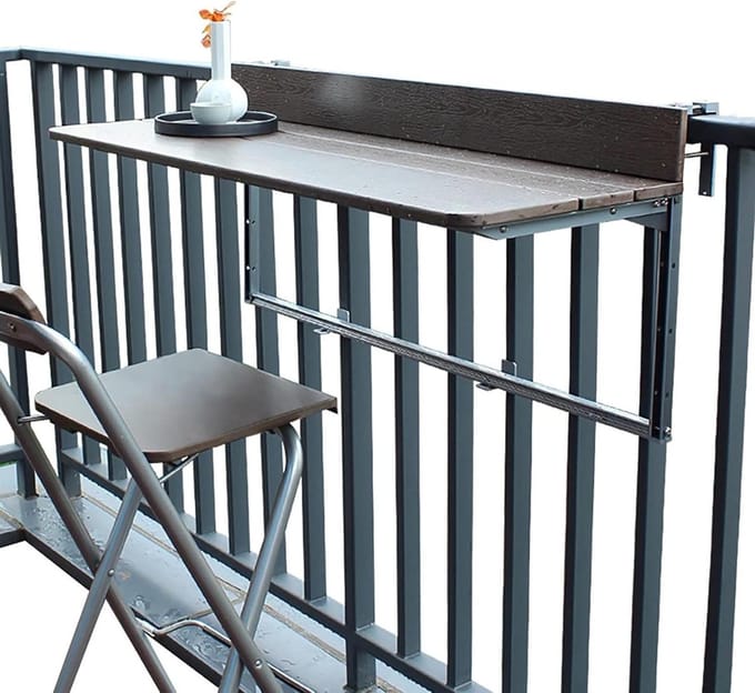 Balkontafel Hangend - Verstelbare Tafel - Buiten Leven - Ruimtebesparend Ontwerp - 120x28cm - Metaal