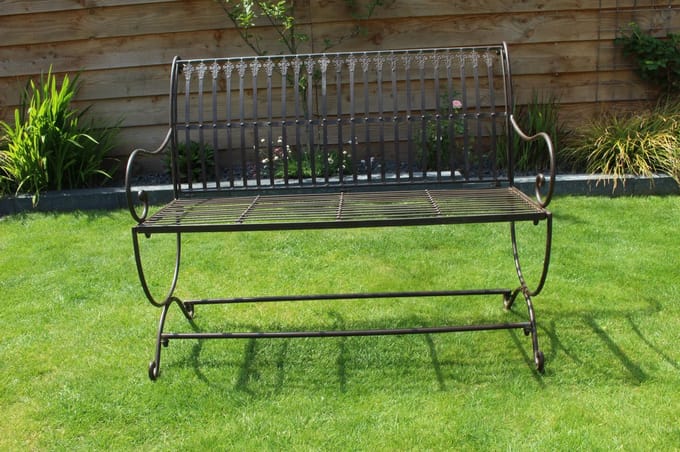 Metalen Tuinbank Lengte 103 cm retro look.