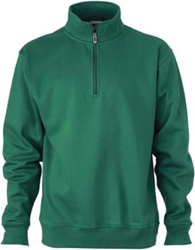 James and Nicholson Uniseks werkkleding Half Ritssweatshirt (Donkergroen)
