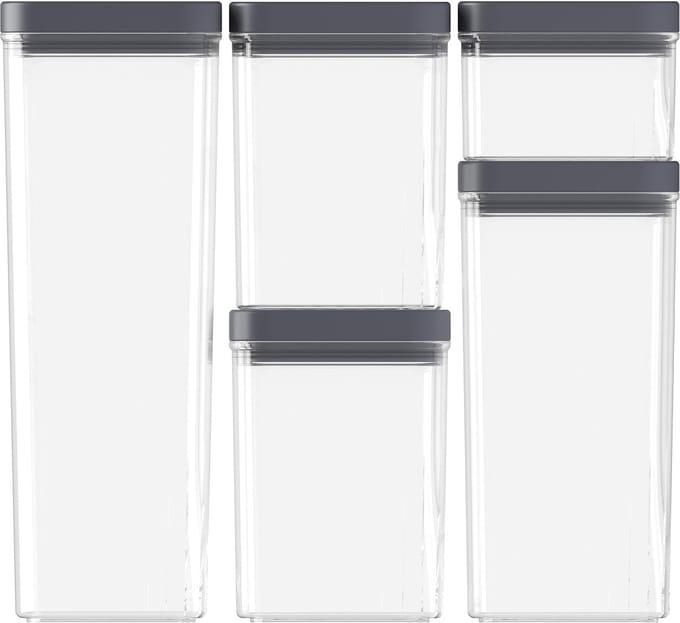 Curver Kara Voorraadbussen - Set 0,5L + 2x1,2L + 1,8L + 2,4L - Antraciet
