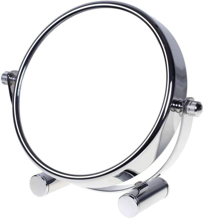 Make-upspiegel met 360° draaibaar design en dubbele vergroting - 15,2 cm staande spiegel