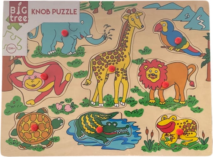 Big Tree Vormenpuzzel dierentuin Junior 30 X 22 Cm Hout 9-delig