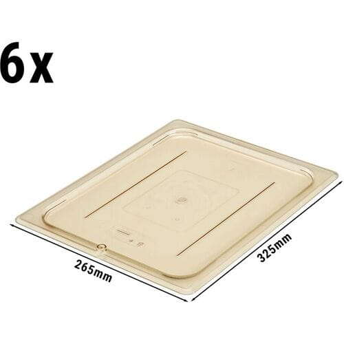 (6 stuks) CAMBRO H-PAN™ - Hittebestendige GN platte deksels 1/2 - Barnsteen