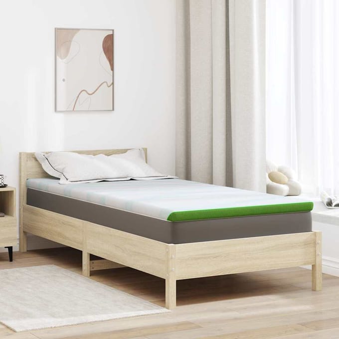 vidaXL - Matras - Topper - Wit - en - Groen - 100 - x - 200 - cm - Jacquard - Stof