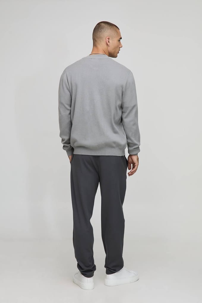 Regular Fit Smart Knitted Bomber Jacket | Grey | Size Small