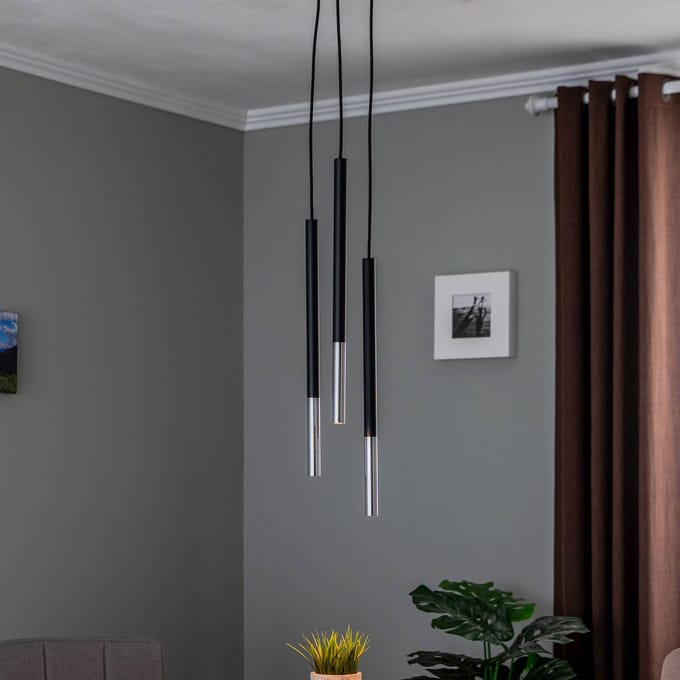 SOLLUX LIGHTING Hanglamp Thalassa, zwart/goud, 20 cm, 3-lamps, G9