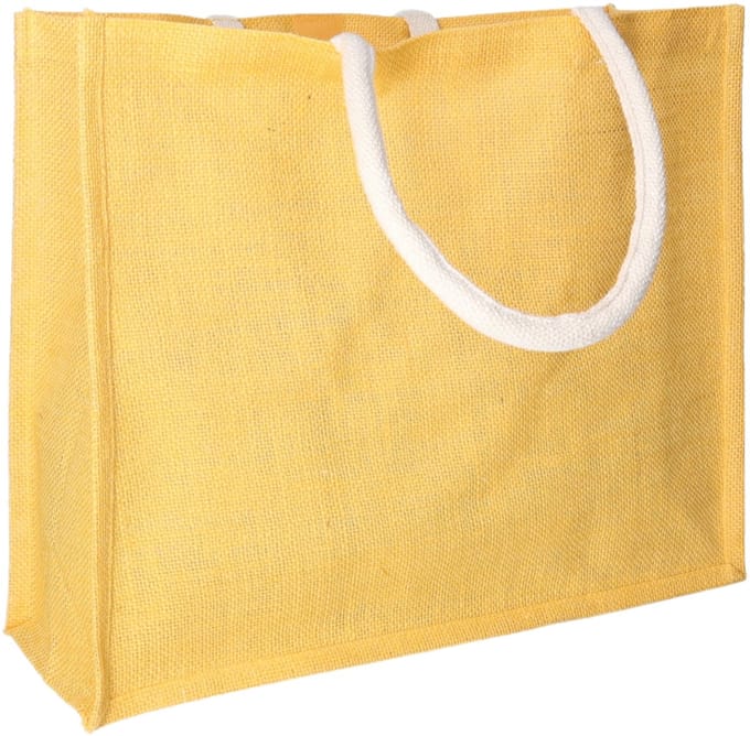 Klimood Boodschappentas - jute - geel - strandtas - 42x36 cm - 22 liter