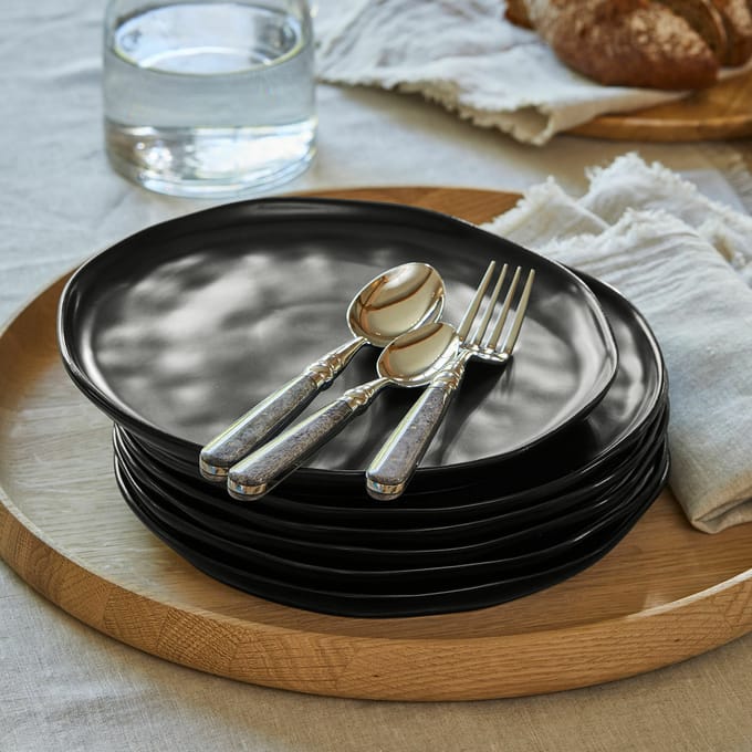 LOBERON Bord set van 6 Biarré zwart