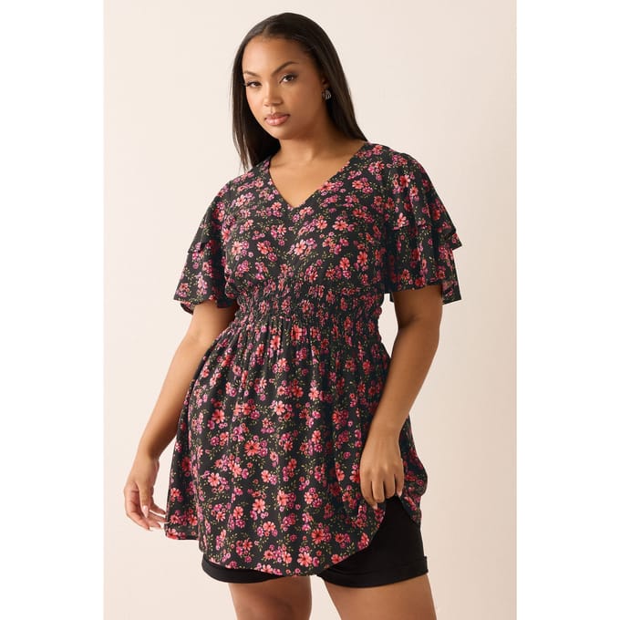 Yours Roze Top Met Bloemenprint En Fladdermouwen Size 48