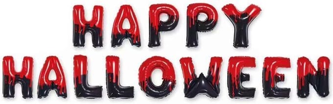 Folieballonnen Happy Halloween zwart-rood